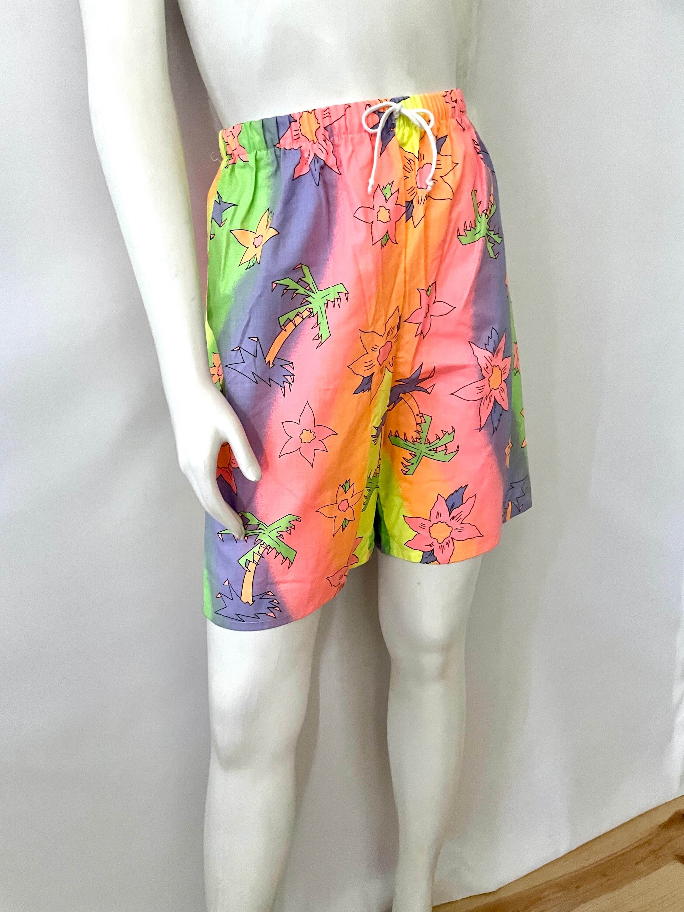 Vintage 80's Deadstock, Neon, Floral Shorts (XS/S) - Etsy