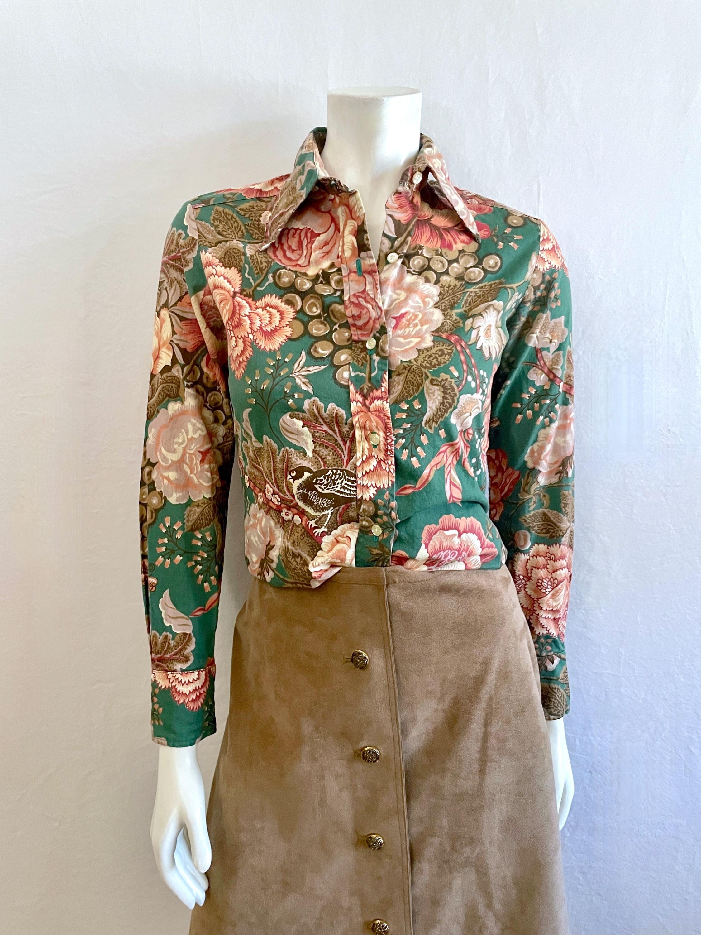 70s ♡blouse. Day-Glo Marble Swirl Print Womens 70s Shirt Blouse