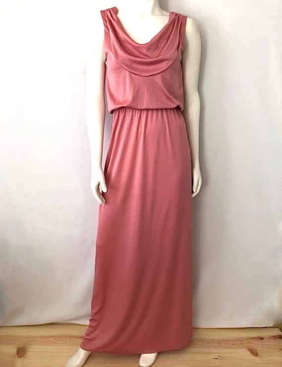 Vintage 70's Mauve, Maxi Dress, Full Length, Slee… - image 2