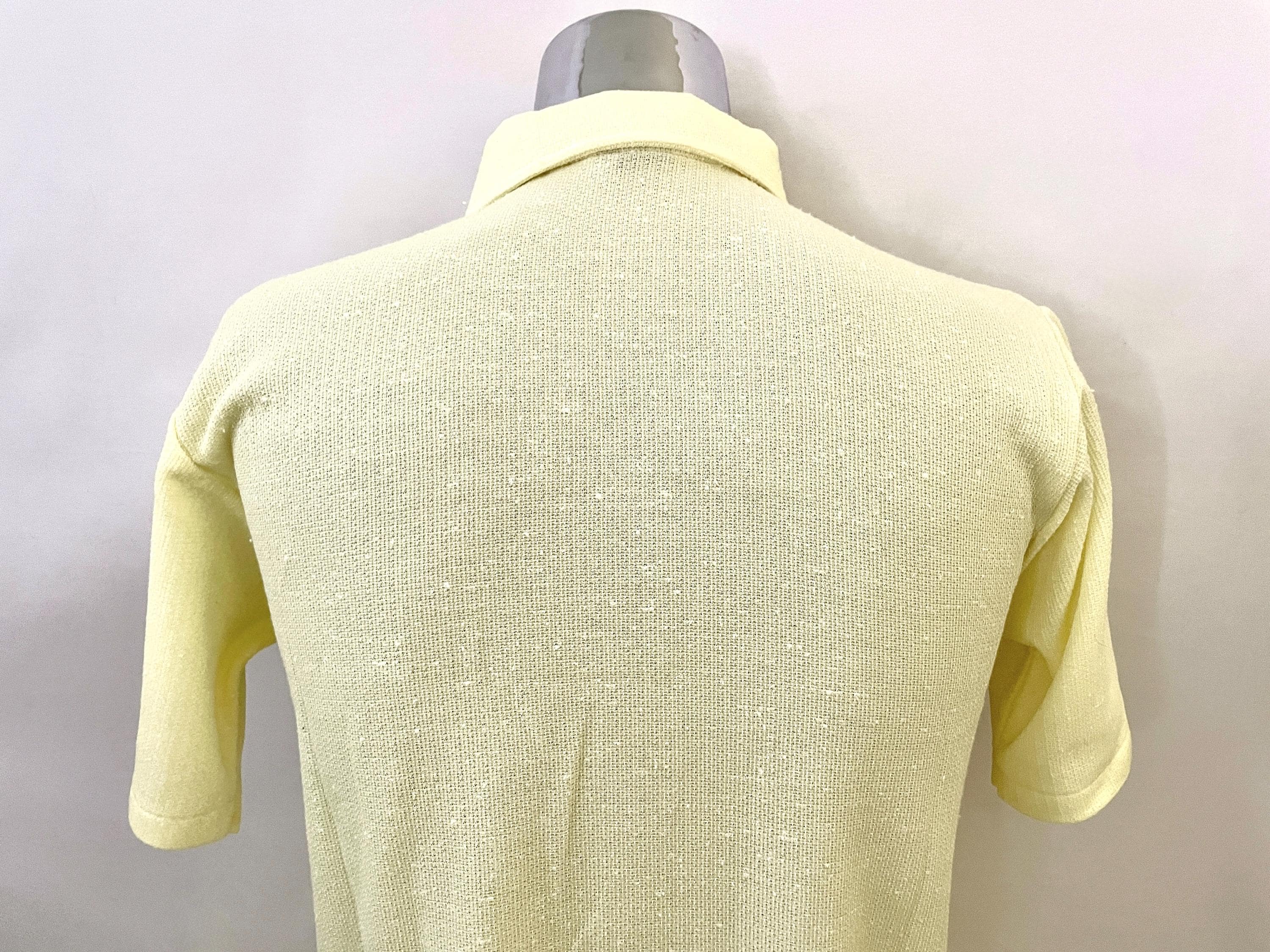 80's Deadstock, Yellow, Striped, Knit Polo Shirt (L) - Etsy