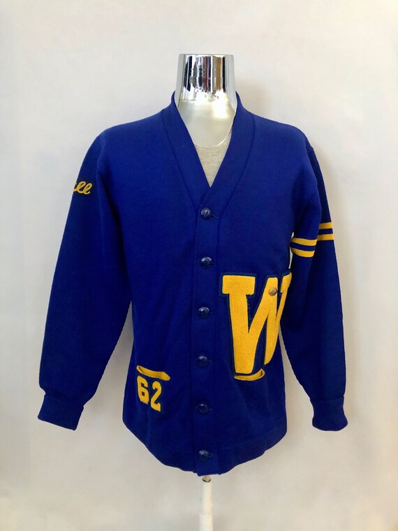 Vintage Men's 60's Dehen, Letterman Sweater, Blue,