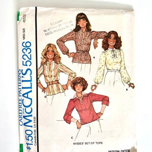 70&#39;s Partially Uncut, McCall&#39;s 5236, Blouse (XXS)