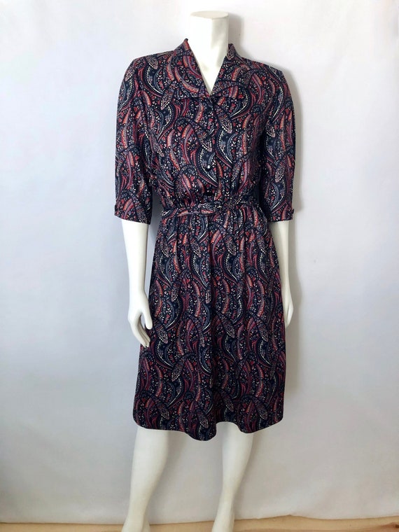 Vintage 70's Black Red Floral Dress by Anthony Ri… - image 2