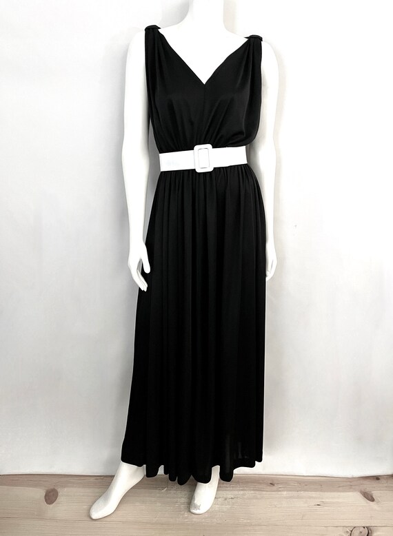 Vintage 70's Disco, Black, Polyester, Maxi Dress,… - image 4