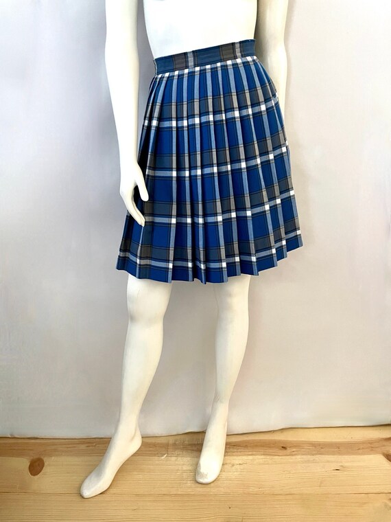 Vintage 90's Deadstock Blue White Plaid Pleated Skirt | Etsy