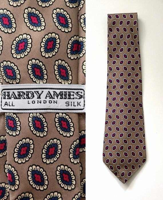 90's Hardy Amies, Tan, Silk, Tie