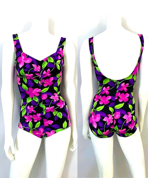 Vintage 80's Maxine of Hollywood, Neon, Floral, On