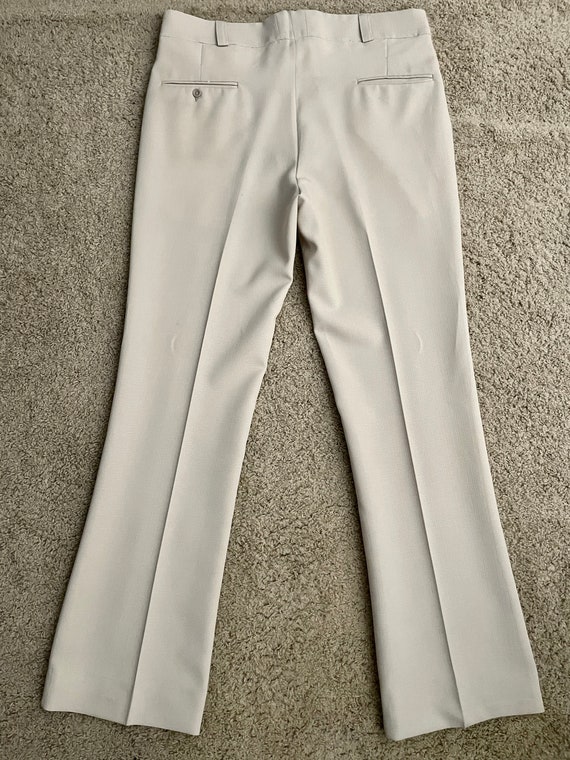 Vintage 70's Tan, Polyester, Bootcut, Pants, Long… - image 5