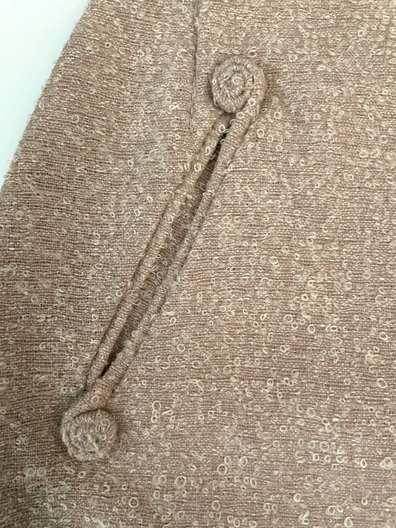 Vintage 50's Tan, Textured, Wool, Pencil Skirt (S… - image 4
