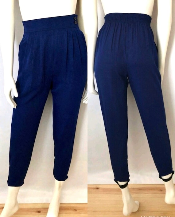 Vintage 80's Blue, Check, High Waisted, Stirrup Pants by Counterparts S -   Canada