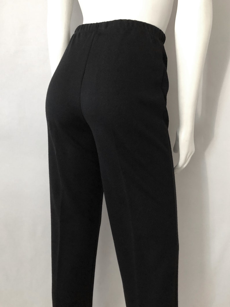 Knit Straight Leg High Waisted S Vintage Women/'s 70/'s Black Pants