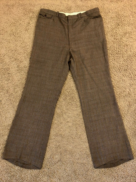 Vintage 80's Brown, Plaid, Straight Leg, Pants (W… - image 3