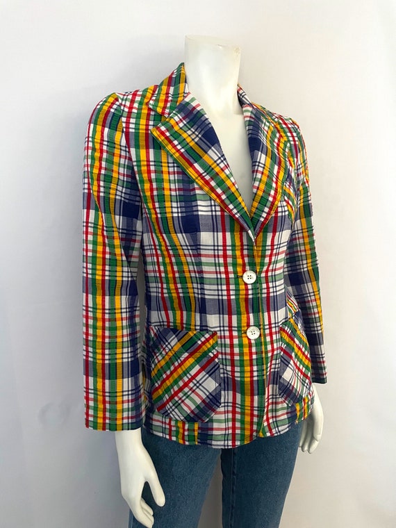 Vintage 70's Campus Casuals Rainbow Plaid Jacket … - image 2