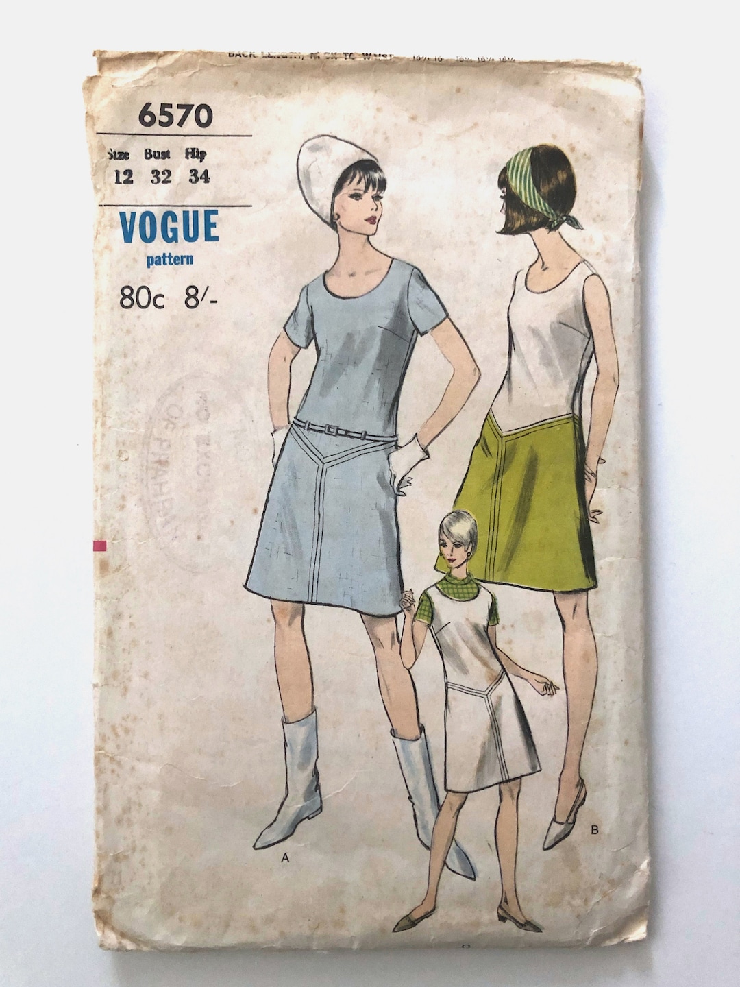 60's Vogue 6570, One Piece Dress, Jumper, Blouse S Etsy