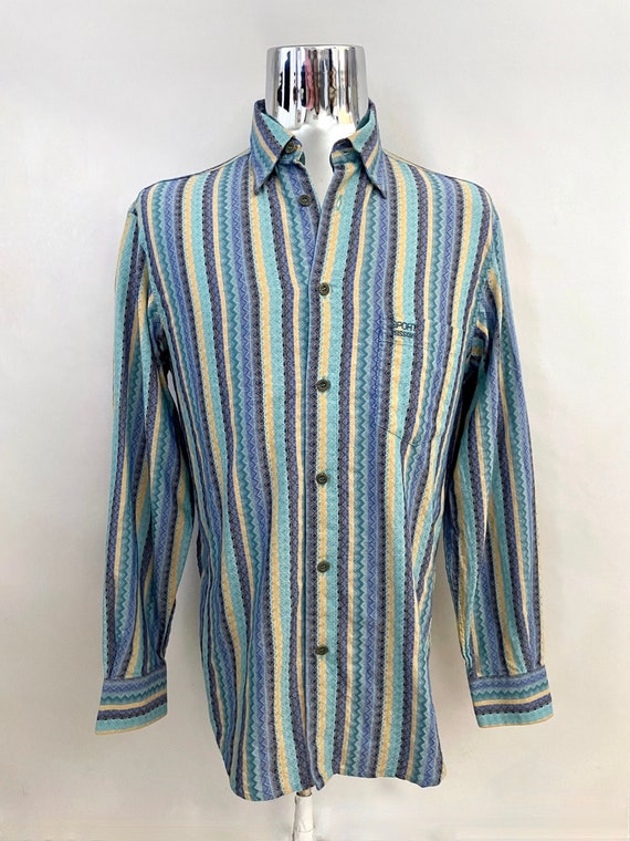 Vintage 90's Missoni Sport, Blue, Zig Zag, Striped