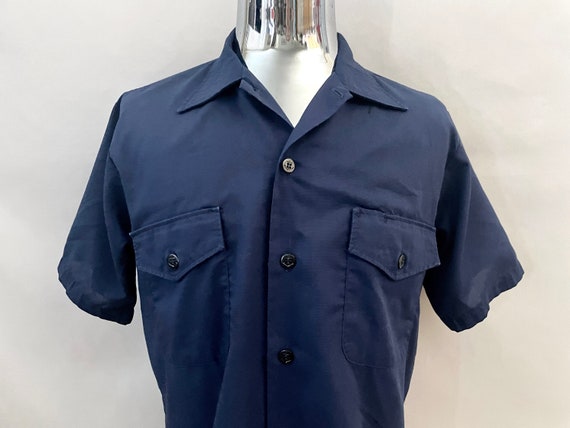 Vintage 70's Sailor Shirt, Navy Blue, Short Sleev… - image 3