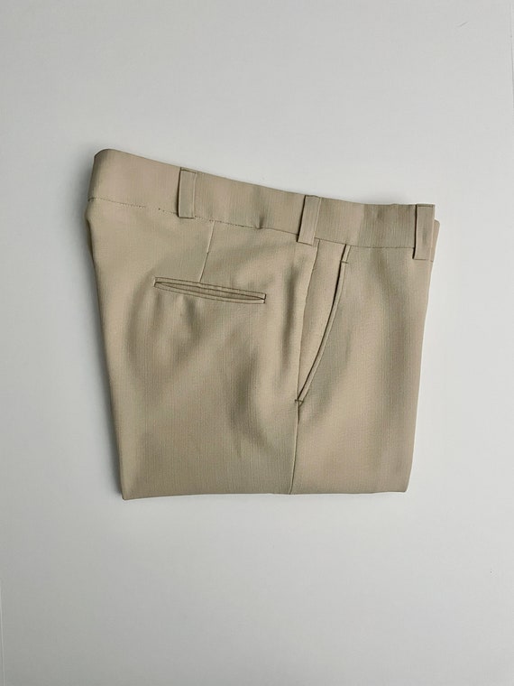 Vintage 70's Tan, Polyester, Bootcut, Pants, Long… - image 9