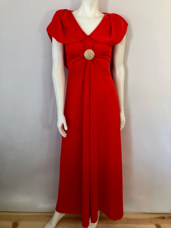 Vintage Women's 70's Red, Maxi Dress, Sleevless, F