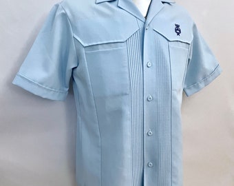 60&#39;s Iolani Hawaiian Executive Light Blue Shirt (XL)