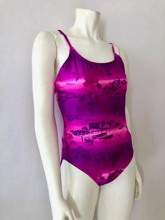 Vintage 80's Purple, Pink, One Piece, Swimsuit by… - image 3