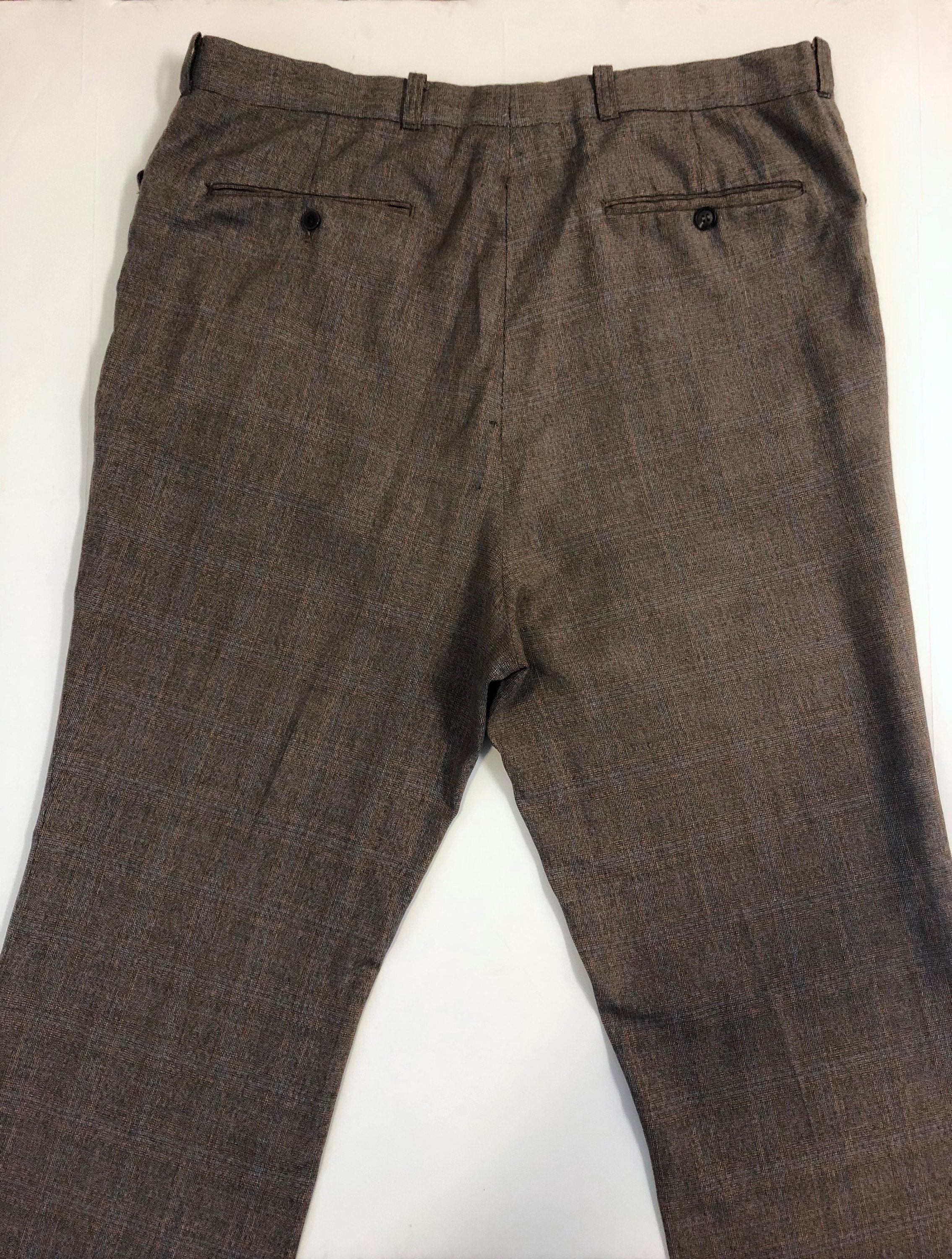 Vintage Men's 80's Brown Plaid Straight Leg Pants | Etsy