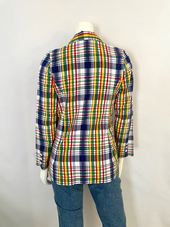 Vintage 70's Campus Casuals Rainbow Plaid Jacket … - image 8