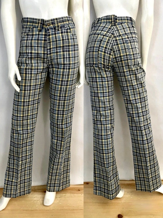パンツ 40s 50s 60s vintage plaid flare pants 60's Black, White, Plaid, Bell Bottom Pants (size 8) - Etsy