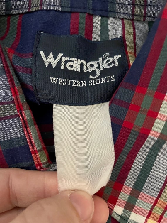 Vintage 80's Wrangler, Plaid, Snap Button, Long S… - image 5