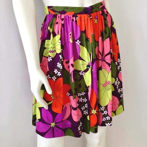 Vintage 60&#39;s/70&#39;s Speedo, Neon, Floral, Flare, Mini Skirt (M)