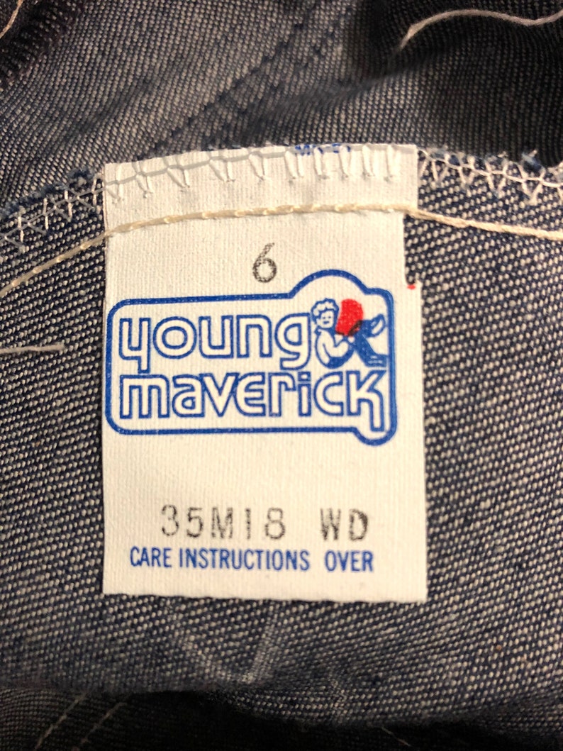 Vintage Unisex Kids 70's Deadstock, Young Maverick, Denim, Dark Wash, Jeans 6 image 6