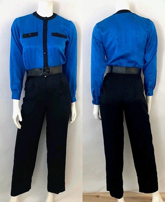 Vintage 80's Liz Claiborne Petite, Blue, Black, Si