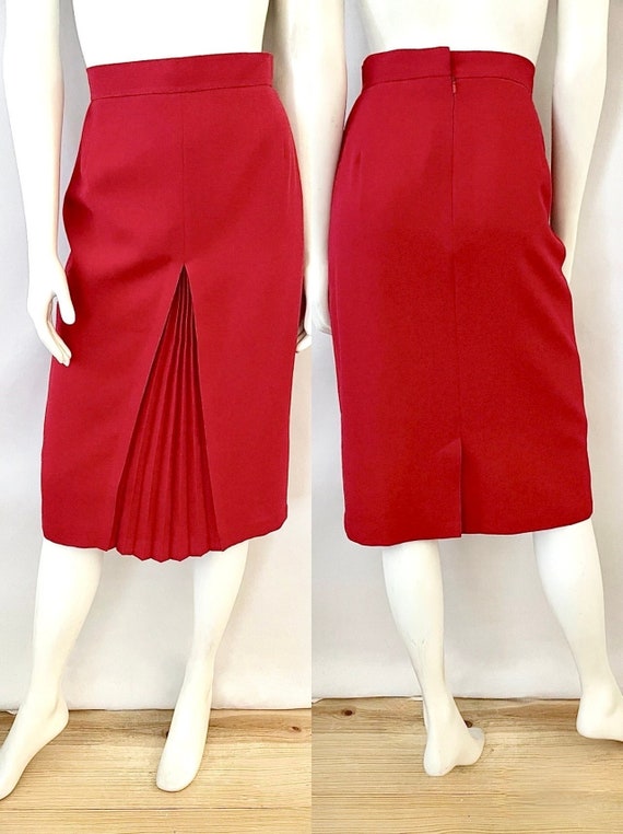 Vintage 80's Jacques Vert, Red, Pencil Skirt (Size