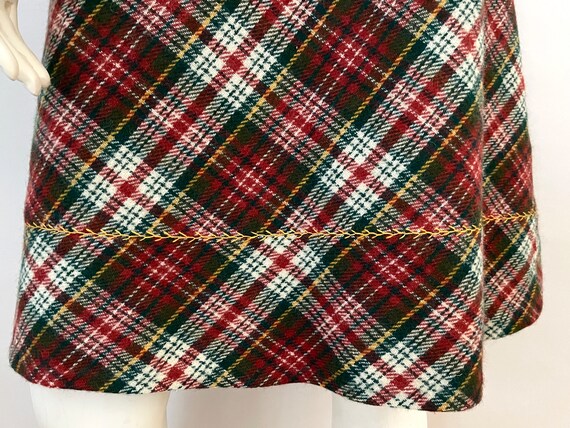 Vintage 70's Red Plaid Wool Belted Skirt by Summi… - image 6