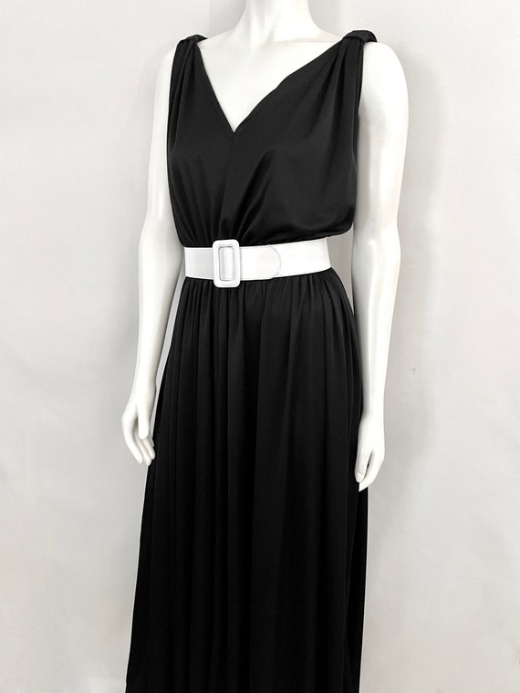 Vintage 70's Disco, Black, Polyester, Maxi Dress,… - image 7