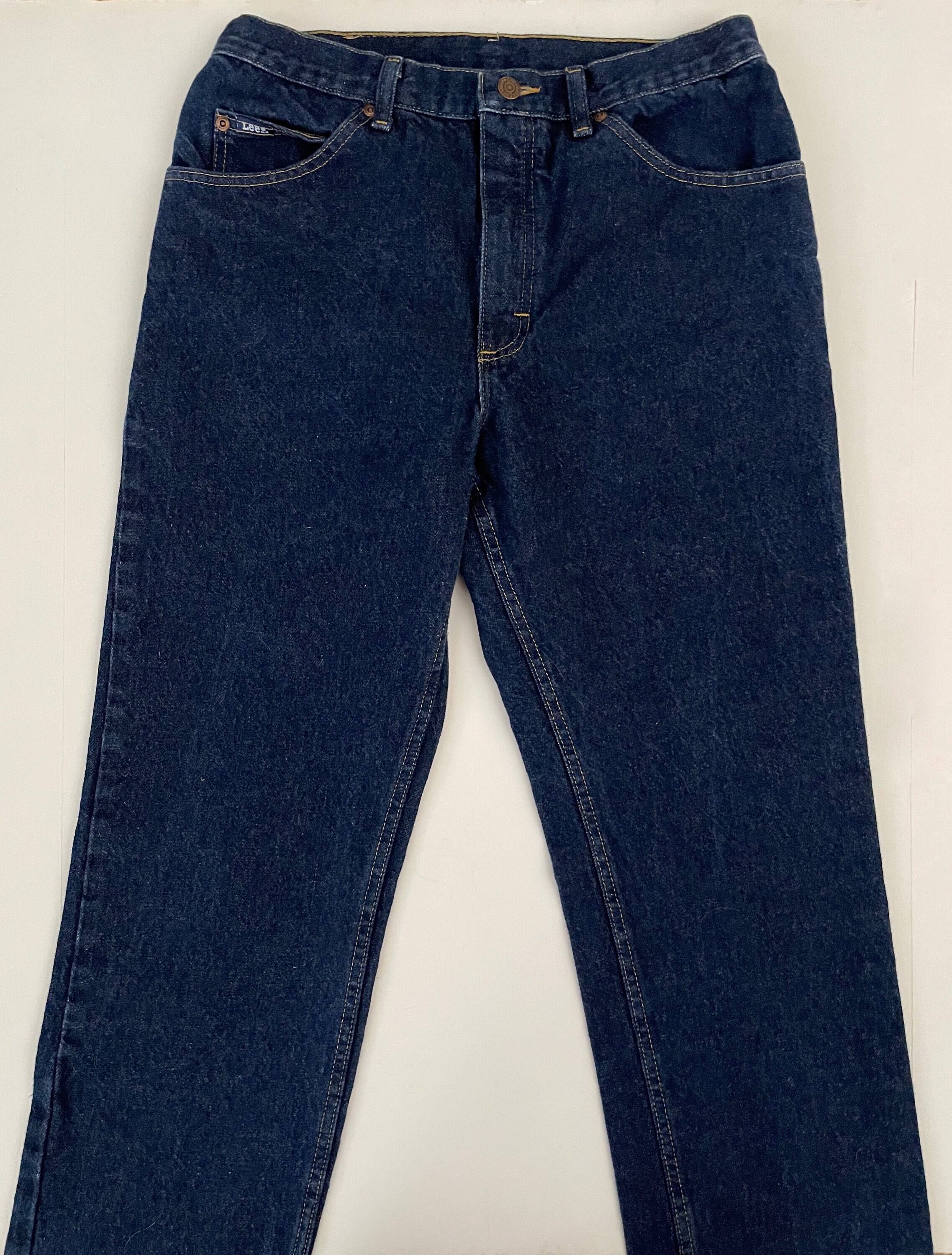 Vintage 90's Lee Jeans, Dark Wash, Straight Leg, Long, Denim