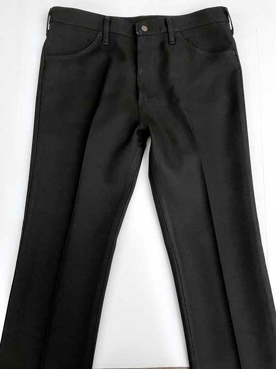 Vintage 80's Black Wrangler, Polyester, Bootcut P… - image 2