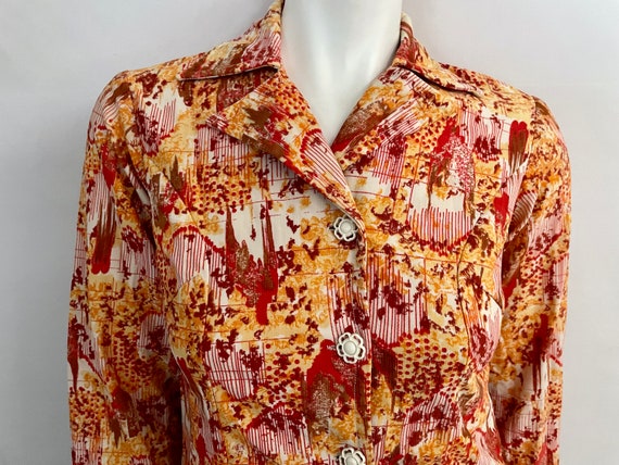 70's Orange, Red, Button Down, Blazer Jacket (Siz… - image 3