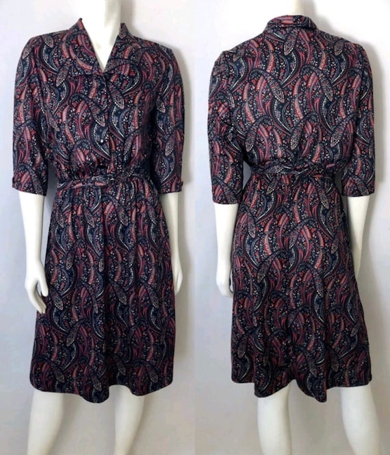 Vintage 70's Black Red Floral Dress by Anthony Ri… - image 1