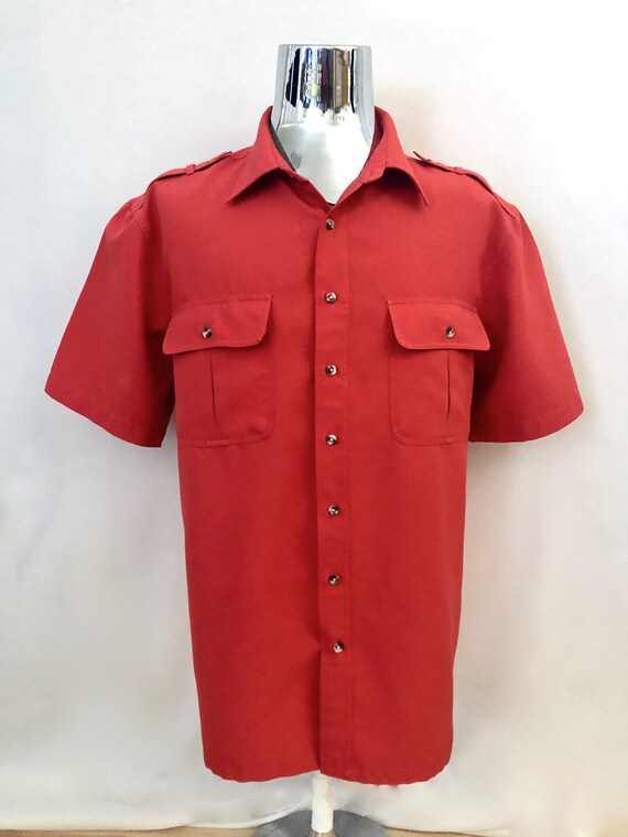 Vintage 80's Coral, Short Sleeve, Button Down, Shi