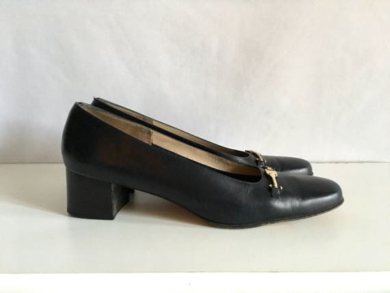 Vintage Shoes Women's 80's Ferragamo, Navy Blue, L