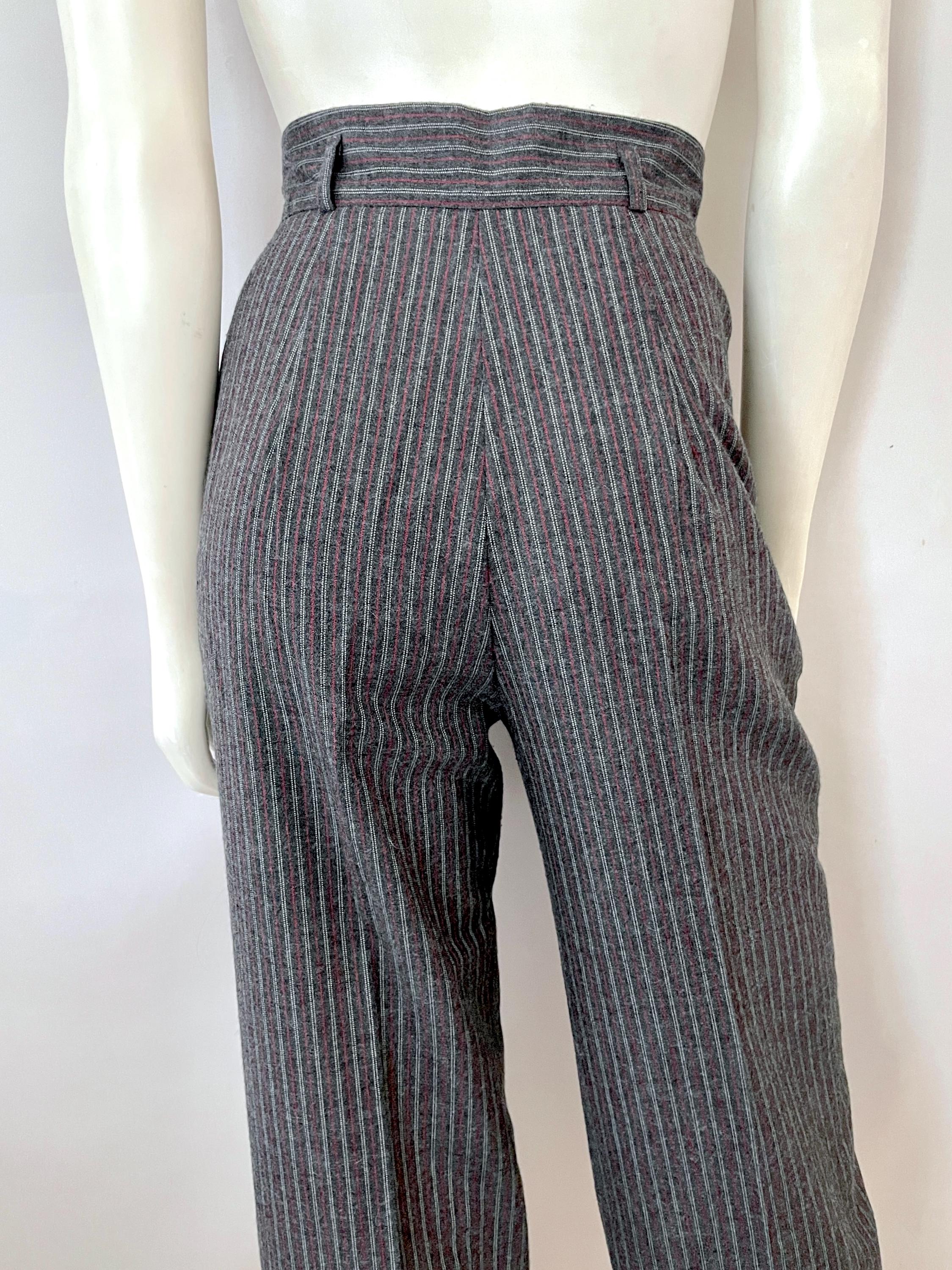 90's Gray, Striped, High Waisted, Pants (M) - Etsy