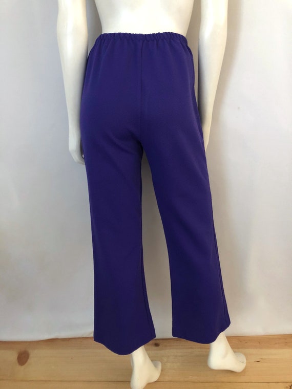 Vintage 70's Purple, High Waisted, Polyester, Fla… - image 9