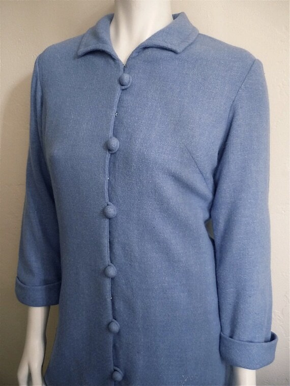Vintage 60's Blue, Fully Lined, Wool Blend Coat (… - image 4