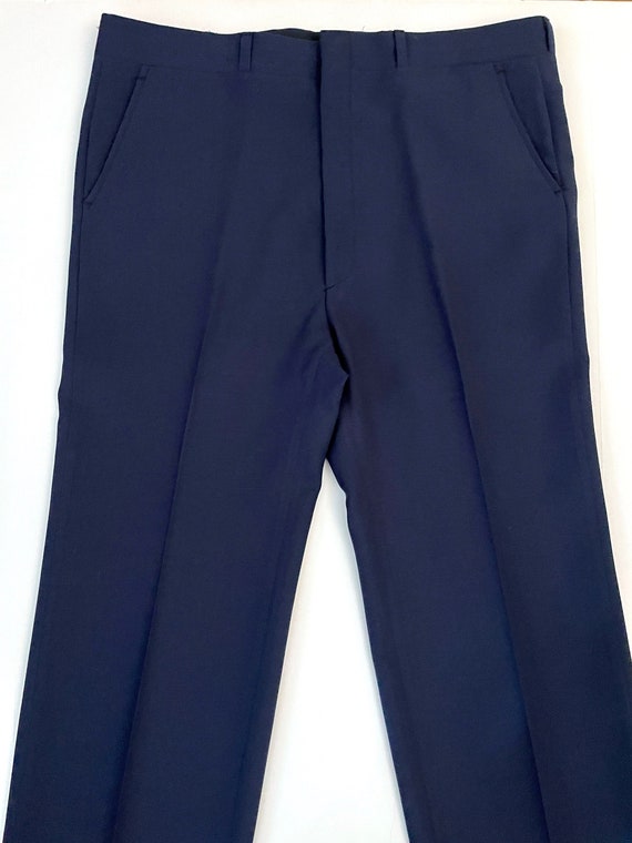 Vintage 80's Haggar Pants, Polyester, Navy Blue, … - image 2