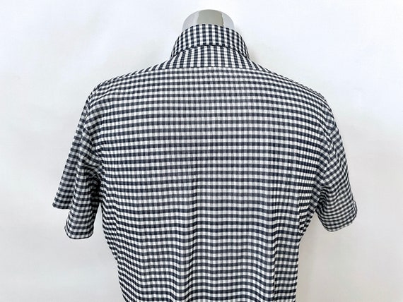 Vintage 70's Navy Blue Checkered Disco Shirt (XL) - image 9
