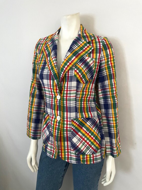 Vintage 70's Campus Casuals Rainbow Plaid Jacket … - image 6