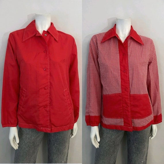 70's Reversible, Red, Checkered, Raincoat (M) - image 2