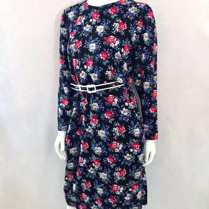 Vintage 80&#39;s/90&#39;s Black, Floral, Long Sleeve, Dress by Willow Ridge (L)