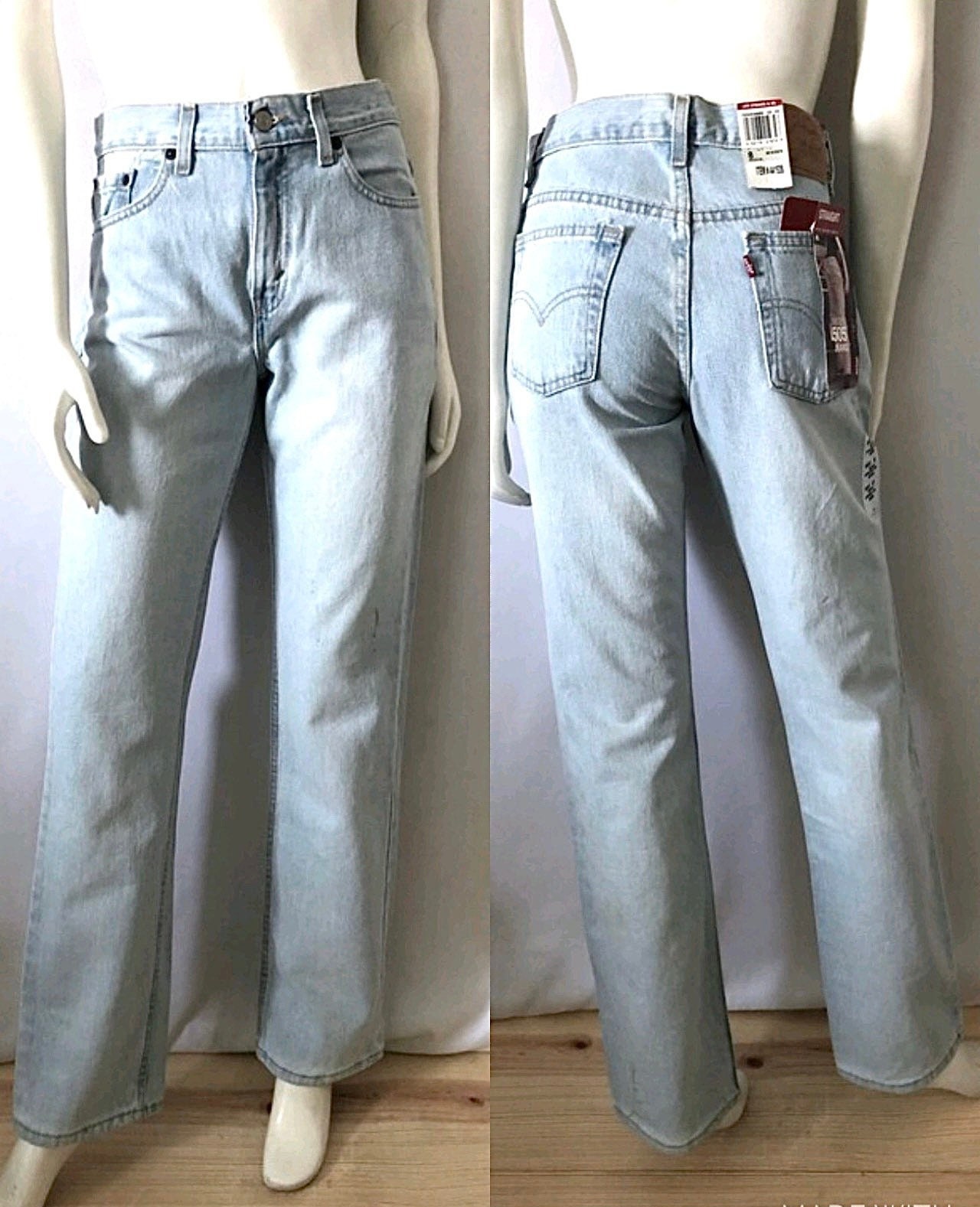 Vintage 90 s Deadstock Levi s 505 Jeans Light Wash Straight Leg