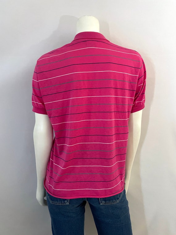 Vintage 80's Pink, Striped, Short Sleeve, Polo by… - image 9